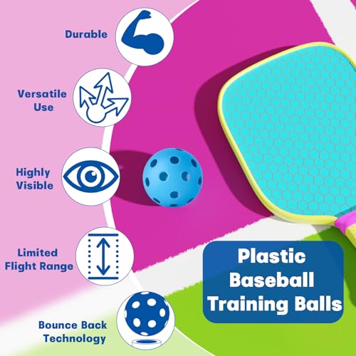 Coopay 14/48 Pack Practice Baseball Softball, Plastic Training Balls Lightweight Hollow Limited Flight Softballs for Hitting, Pitching, Batting Training Indoor Outdoor Use - color: Blue, style: 48 Pack