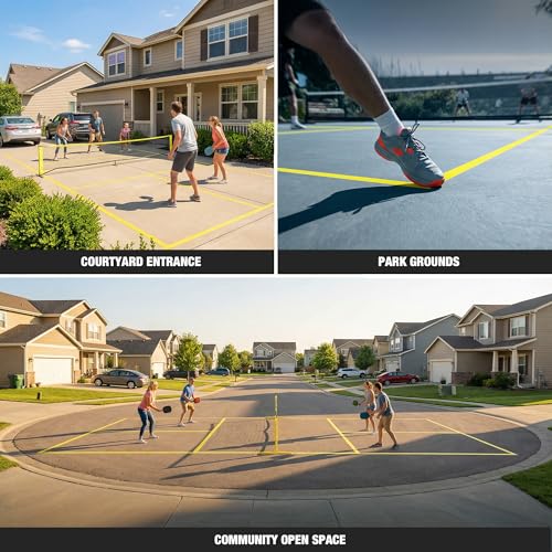 Magnetic Portable Pickle Court Marking Kit, Temporary Pickleball Court Lines, Pickleball Court Lines System in Standard Court Dimensions, No Measuring Needed, Net Not Included - color: Yellow Pickleball Court Lines