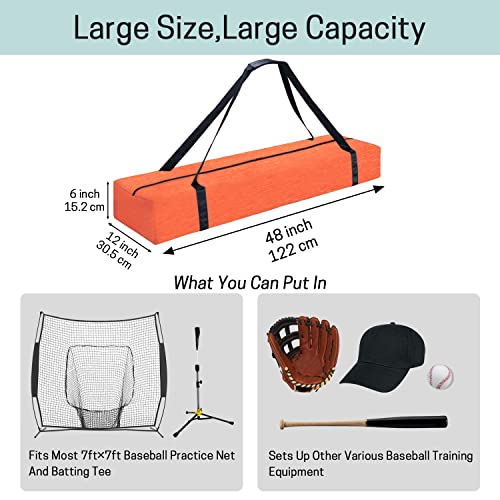 VISEMAN Baseball Softball Bow Style Net Replacement Bag Only,Baseball Practice Net Bag,Baseball Net Duffel Bag - Fits 7 x 7 Practice Net Systems for Teams & Coaches - color: Orange