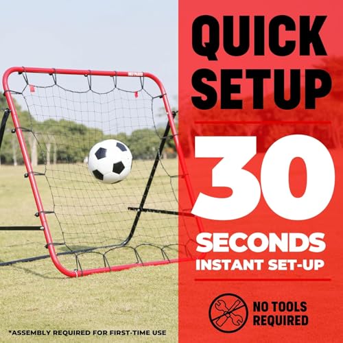 Soccer Rebounder Rebound Net, Kick-Back 3X3FT | Football Training Gifts, Aids & Equipment for All Ages, Portable, 6 Adjustable Angles