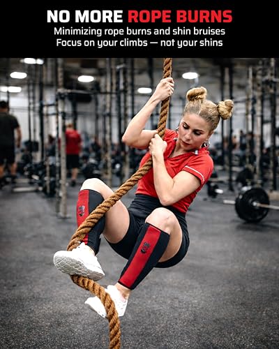 THEFITGUY Rope Climbing Shin Guards | 7mm Padded Front Protection | Absorbs Rope Burns & Box Jump Impact | Quick On & Off | for Rope Climbs, Box Jumps, Cross-Training & Functional Training