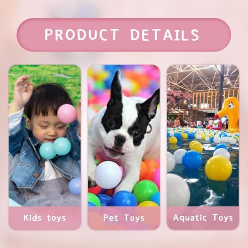 MoonxHome Ball Pit Balls for Toddlers, BPA Free Crush Proof Plastic Toy Balls for Ball Pit, Children's Pool Water Toys, Macaron Ocean Balls for Play Tent 2.15 Inch Pack of 100 200 500 800 1000 - color: L-white&light-grey&light-pink