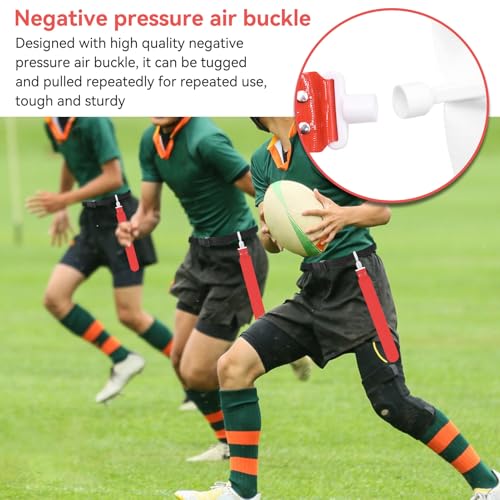 Flag Football Belts, 5 Player Adjustable Flag Football Set with Buckle Easy Tear Away Belt for Sport Team Training - color: Red