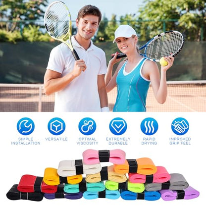 150 Pieces Tennis Badminton Racket Overgrips Bulk Tennis Racket Grip Tape for Anti-Slip and Absorbent Grip(15 Color)