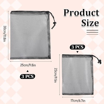 6 Pcs Mesh Drawstring Bag, Golf Ball Bag Nylon Mesh Storage Bags Sports Equipment Organizer Sack for Collecting Half Balls, Tennis, Toys, Beach, Travel