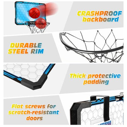 Indoor Basketball Hoop Boys Gifts for Teens Door Room Basketball Hoop Mini Hoop with Scoreboard, 3 Balls and Batteries Basketball Toys for 8 9 10 11 12