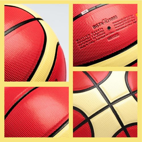 Training Soft Touch Rubber and Faux Leather Fighting Basketball, High Bounce Indoor Outdoor Basketball Gift - color: XJ1000-7 Brown