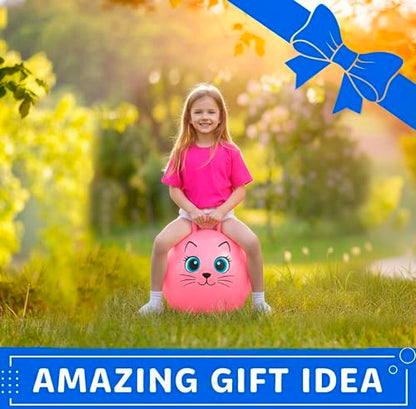 Xino Sports Hopping Ball for Kids - 18 Inch Hopper Ball with Handle, Pink Jumping Bouncer Toy for Indoor and Outdoor Play