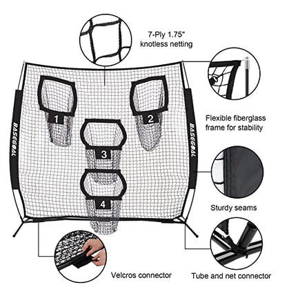 BaseGoal 8ft Football Nets with 4 Target Pockets for Improving Accuracy Throwing - style: Black