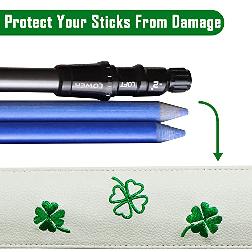 Golf Alignment Stick Cover Case Holder Hold at Least 3 Sticks Lucky Clover Pattern Design