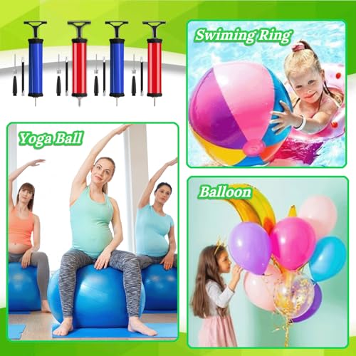 100PCS Portable Ball Pump Kits for Sports with Needle Nozzles Extension Hose, Air Pump for Basketball Football Soccer Volleyball, Blue and Red (100)
