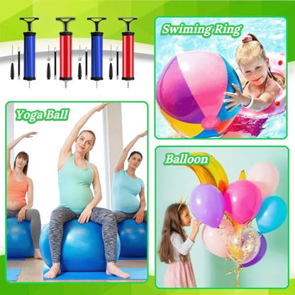 100PCS Portable Ball Pump Kits for Sports with Needle Nozzles Extension Hose, Air Pump for Basketball Football Soccer Volleyball, Blue and Red (100)