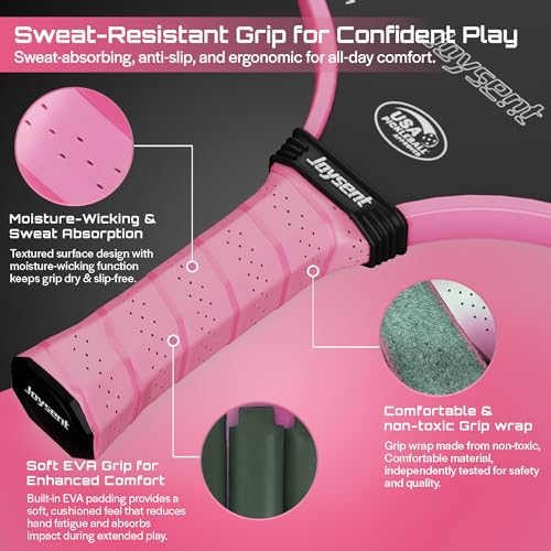 Pickleball Paddles Set, USAPA Approved Carbon Fiber Pickleball Set of 2 with Beginner Pickleball Rackets, Indoor Outdoor Pickle Balls for Adults Men Women, JT-1 - color: Pink