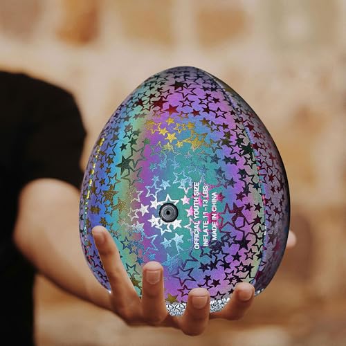BOUNCEBACK Training Football, Youth Size & Official Size, Fatherless Football PassCatch Solo Enhancing Passing Catching(with Pump) - style: Holographic-7#(Ages 5-14)