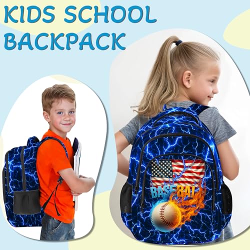 Baseball Backpack for Kids,School Bookbag Large Capacity Adjustable Bookbag Durable Lighting Multi Pockets School Bag Daypack Travel (Baseball) - color: Baseball