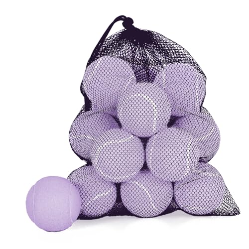 12/18 Pack Tennis Balls for Training, Pet Dog Playing, and Practice with Mesh Bag for Transport and Beginner Training - color: Light purple-12Pack