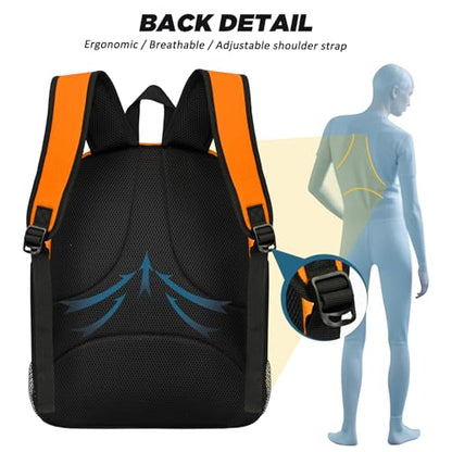 Goloni Soccer Bag, Basketball Bag with Ball Compartment & Shoe Compartment,Large Soccer Backpack for Basketball,Gym，Football - color: orange