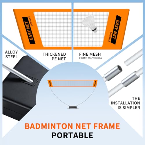 Portable Badminton Net Set 8.9ft/270cm, Easy Setup Foldable Outdoor Indoor Net System for Backyard, Beach, Park, No Tools Required, Carry Bag Included