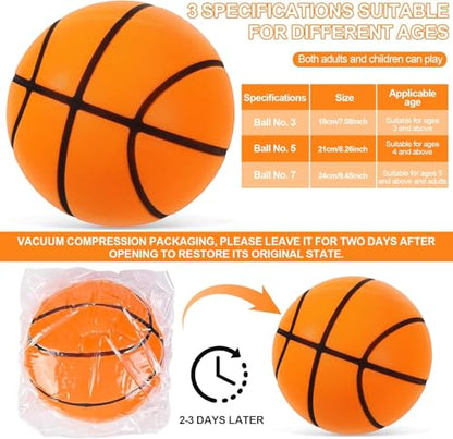 Silent Basketball Size 7 Upgrade Dribble Dream Silent Basket Ball,24cm Dribbling Indoor Soft No Noise Foam Basketball Indoor Training Ball for Kids.