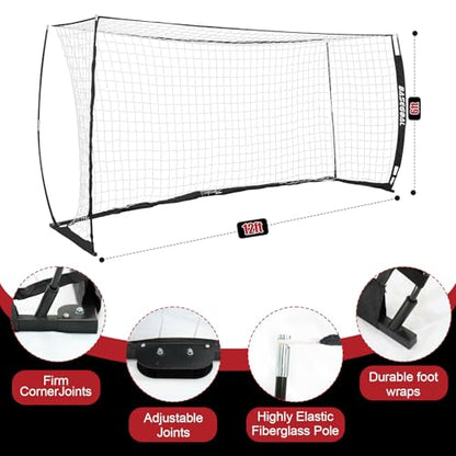 BaseGoal Soccer Goal,Soccer Net,Soccer Goals for Backyard,with Bow Frame,Collapsible Metal Base and Agility Ladder