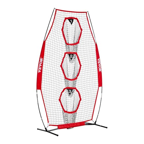VEVOR 8x8ft Football Trainer Throwing Net, Training Throwing Target Practice Net with 6 Target Pockets,Football Training Equipment Includes Portable Carry Bag,Great for Quarterback