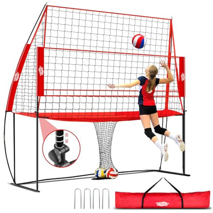 Volleyball Training Equipment,Height Adjustable Volley Ball Practice Net Station for Serving, Spiking, Hitting Practice,Easy Setup Volleyball Net for Backyard Indoor Outdoor with Carryingbag