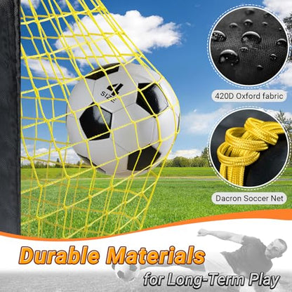 Happy Jump 7x5' & 5x3.6' Portable Soccer Goals for Kids Ages 6-14, Weatherproof Net and Steel Frame for Backyard Fun and Outdoor Training, Quick Setup and Sturdy for All Weather Conditions - style: 7x5 FT, 2 Set Upgrade