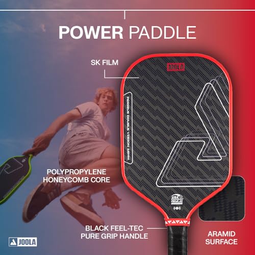 JOOLA Double Vision 16mm Pickleball Paddle - Signature and Standard Shape - Aramid Surface for Softer Responsive Touch - SK Film for Reduce Vibration - USAP Approved - NFC Chip Enabled