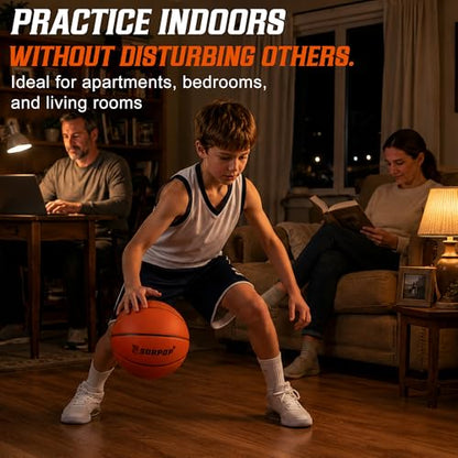Surpop Silent Basketball Size 7 (29.5") – Realistic Basketball Weight & Feel, Quiet Airless Foam Ball for Indoor Apartment Training & Home Practice
