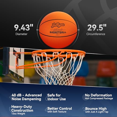 Silent Basketball Size 7 (29.5"), Airless Indoor Basketball for Quiet Dribbling Training, High-Bounce Foam Ball in Gift Box, Non-Compressed Packaging