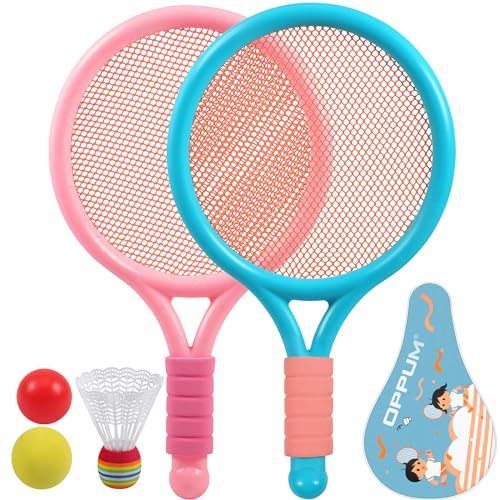 2-Pack Kids Tennis Racket Set, 16 21 23 25 Inch Junior Racquets for Boys Girls, Lightweight Aluminum Starter Kit with Shoulder Bag and 2 Balls - color: 16 inch-2pcs(Blue+Pink)