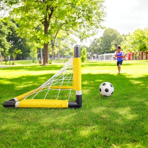 Mini Soccer Goal with Net Ball and Pump, Anchored Target for Shooting Drills, Easy Disassembly, Portable Sports Set for Yard Practice