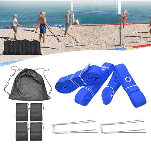 Yiju Beach Volleyball Lines for Sand with Drawstring Bag Workout Portable Marking Lines Set Court Marker Kit for Grassland Beach