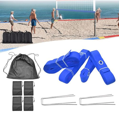 Yiju Beach Volleyball Lines for Sand with Drawstring Bag Workout Portable Marking Lines Set Court Marker Kit for Grassland Beach
