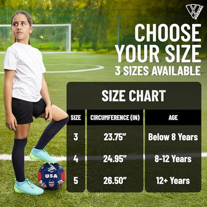 Vizari National Team Soccer Ball - Durable Faux Leather Football for Adult Kids & Youth | Machine-Sewn with 30-Panel Design | Size 3, 4, 5 & Mini | Ideal for Adult, Boys, Girls, and Toddlers