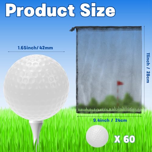 Coopay 60/120/240 Pack Practice Golf Balls, 42mm Plastic Golf Training Balls with a Drawstring Bag Hollow Sports Limited Flight for Swing Practice Driving Range Backyard Home - color: White, style: 60 Pack