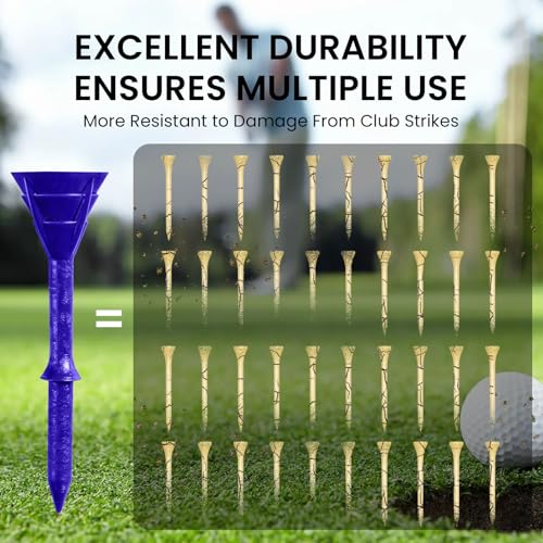 VEASAERS Golf Tees Plastic 3 1/4 inch Unbreakable 30 Pack with Pouch Bag, Durable Stable Available 83 mm Long Tee for Golfer Practice - color: Blue