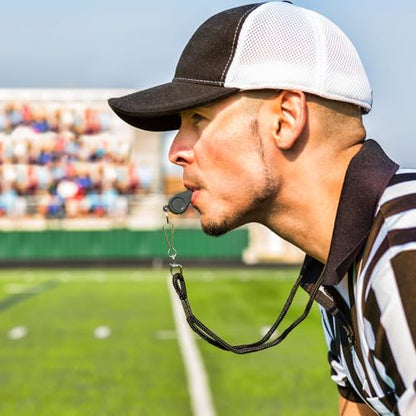 Fya Plastic Whistle with Lanyard, Loud Clear Black Whistles Bulk Great for Coaches, Referees, and Officials - color: 12PCS