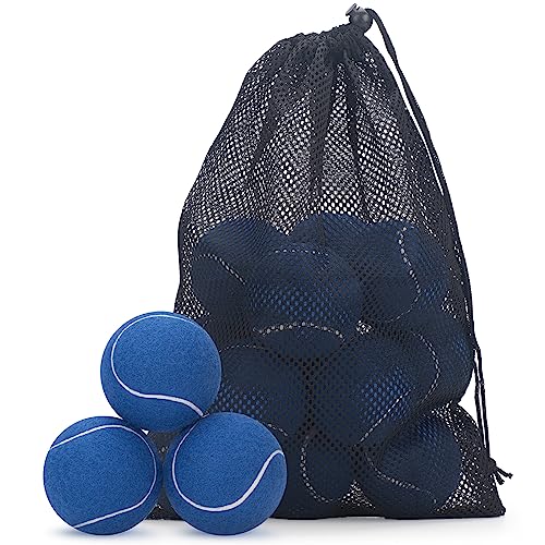 SUNEZLGO 12 Pack Tennis Balls, Advanced Pressure Training Tennis Balls Practice Balls, Tennis Balls for Dogs, Thickened Tennis with Mesh Bag for Transport, Beginner Exercise Ball, Sturdy High Elastic - color: Blue