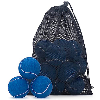 SUNEZLGO 12 Pack Tennis Balls, Advanced Pressure Training Tennis Balls Practice Balls, Tennis Balls for Dogs, Thickened Tennis with Mesh Bag for Transport, Beginner Exercise Ball, Sturdy High Elastic - color: Blue