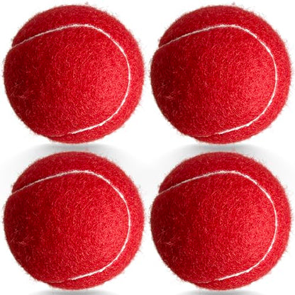 4 Pack Tennis Balls - Long Lasting Practice Balls for Tennis Beginners, Tennis Training Balls, Dog Fetch Toys - color: Red