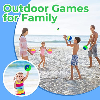 Weehoey Beach Games - Kids Toys - Outdoor Games for Kids, Toss and Catch Ball Set with 6 Paddles 3 Balls, Toys for 3 4 5 6 7 8+ Year Old Boys Girls Christmas Birthday Gifts - color: Blue+green+pink