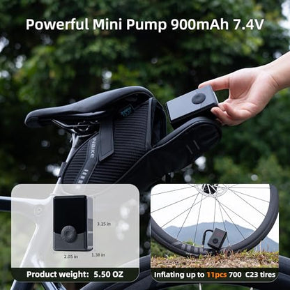 Electric Mini Bike Pump with 130PSI Gauge, Portable Bicycle Air Pump with Presta and Schrader Valve, Auto-Stop Fast Inflation Mini Air Pump for E-Bike, MTB, and Road Bike Tires
