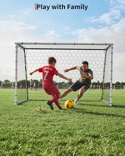 7x5 FT 3-in-1 Soccer Rebounder Net for Backyard with Soccer Goal, Heavy Duty Steel Large Soccer Goal Training Equipment, High & Low Rebounder Net for Passing & Shoot Practice, for Kids&Adults,White