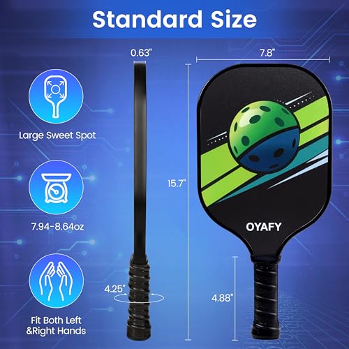 Pickleball Paddles Set of 2, Fiberglass Pickleball Set with Pickleball Rackets 2 Pack, 4 Indoor Outdoor Balls and Carry Bag, Pickle Ball Set for Beginners, Families, Men Women & Intermediate Players
