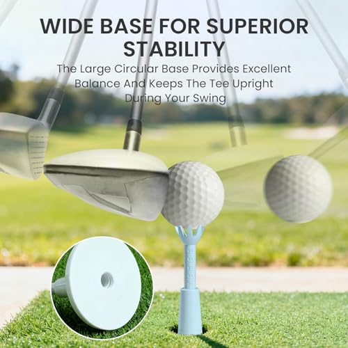 Golf Rubber Tee Value 5 Pack, Adjustable Height from 2.1" to 2.9" Unbreakable Durable for Practice Mat, Driving Range Tees Holder for Indoor Outdoor Backyard