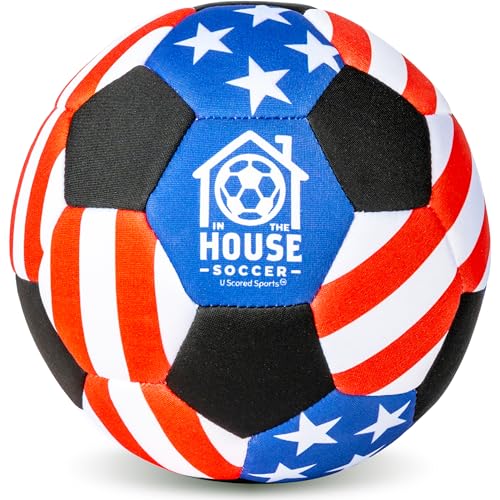 in The House Soccer Ball - Indoor Size 4 Padded Soccer Ball for Girls (Ages 3+), Boys (Ages 3+) & Adults - Bring Soccer Practice Home - Perfect for Juggling - Gift for Soccer Player - color: Stars & Stripes