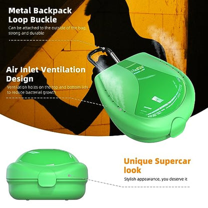 Mouthguard Case Sports, Specialized Football and Basketball Mouthguard Cases, Students, Adults and Seniors Universal Sports Green - color: Green