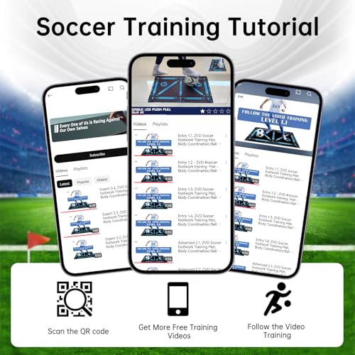 Premium Soccer Training Mat with Video Guide - Non-Slip Soccer Footstep Practice Pad for Indoor & Outdoor - Ultimate Ball Control Equipment to Improve Dribbling Skills