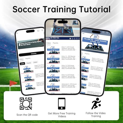 Premium Soccer Training Mat with Video Guide - Non-Slip Soccer Footstep Practice Pad for Indoor & Outdoor - Ultimate Ball Control Equipment to Improve Dribbling Skills - color: 35.4*23.6